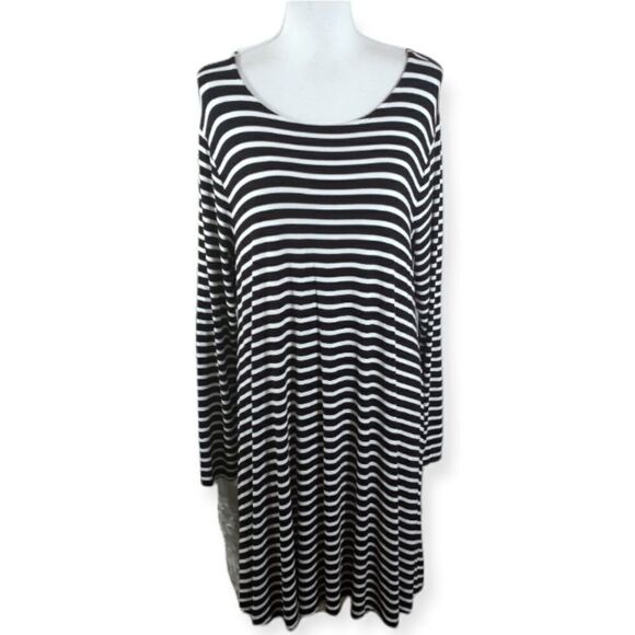 OLD NAVY BLACK & WHITE STRIPE DRESS SZ.XL EUC - Picture 1 of 7